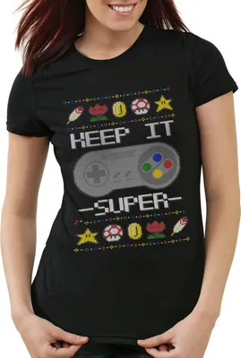 Produktbild von style3 Keep it Super Ugly Sweater Damen T-Shirt snes x-mas pulli weihnachtsbaum, Größe:XS