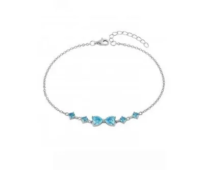 Produktbild von Armband 925 Silber Herzmotiv Türkisfarben Zirkonia Türkis Damen