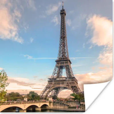 Produktbild von MuchoWow® Poster Der Eiffelturm von der Seine aus 50x50 cm - Wohnzimmerdekoration