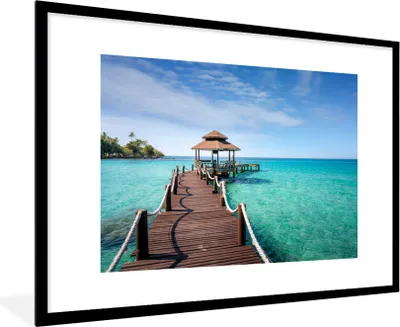 Produktbild von MuchoWow® MuchoWow® Gerahmtes Poster Meer - Pier - Bar 90x60 cm - Poster mit zchwarzem Bilderrahmen - Wanddekoration - Fotos