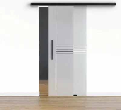 Produktbild von Pertura Glasschiebetür Komplettset Glera Linear 1025x2175 mm inkl.Beschlag Selir Aluminium schwarz,Stangengriff