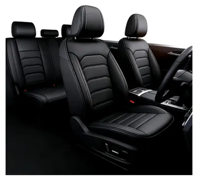 Produktbild von Autositzbezüge - 5-teilig Komplettset Sitzbezüge Auto(Vorder- & Rücksitze) - Wasserabweisend & Bequem - Kompatibel Airbags Sicherheitsgurten【Für Seat Leon Sportstourer,Schwarz】