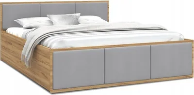 Produktbild von Bett mit Lattenrost Jugendbett Doppelbett  160x200 hellgrau-eiche ohne Matratze