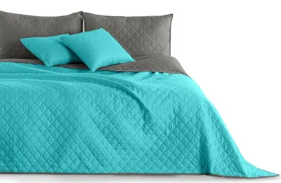 Produktbild von Tagesdecke 200 x 220 cm türkis und grau