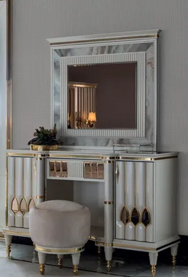 Immagine prodotto di Set di tavoli da toilette consolle tavoli specchi credenza specchio legno 2pz