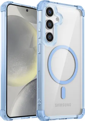 Immagine prodotto di Custodia magnetica per Samsung Galaxy S24+ compatibile con MagSafe, antiurto, protezione militare custodia trasparente blu