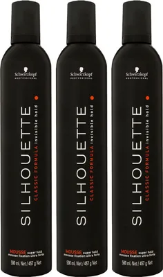 Produktbild von Schwarzkopf Silhouette Classic Formula 3 x 500 ml Mousse Haarschaum starker Halt Set
