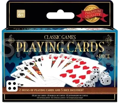 Imagen del producto de Juegos clásicos: 2 mazos de cartas y 5 dados