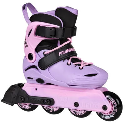 A pair of children's inline skates.