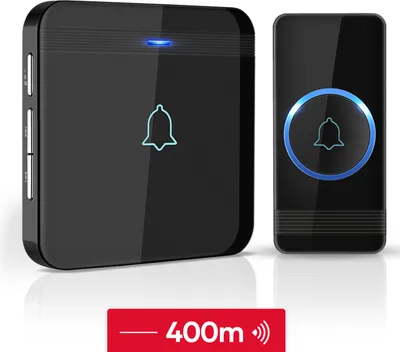 Produktbild von SAVS Funk-Türklingel mit 1 Empfänger - Schwarz - Reichweite 400 Meter - Wasserdicht - Batteriefrei - 52 Melodien