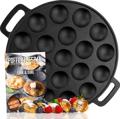 Produktbild von IRONO Poffertjes Pfanne - Poffertjes Maker - 19 Mini Pfannkuchen - Pancake Pfanne - Gusseisen Pfannkuchenpfanne - Eier Crepe pfanne