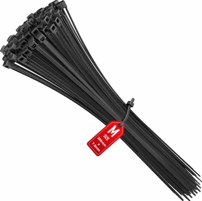 Produktbild von intervisio Kabelbinder 300mm x 7,6mm, Hochleistungs 300 mm schwarz Nylon UV-Beständig Universalbinder, Industriequalität Profi Binders, 100 Stück