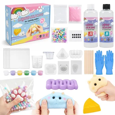 Produktbild von Squishy Selber Machen Set 500ml Flüssigsilikon Bastelset Tier & Käseform