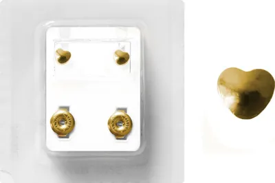 Produktbild von Erstohrstecker Chirurgenstahl vergoldet Sterile Ohrstecker mit Herz 4mm