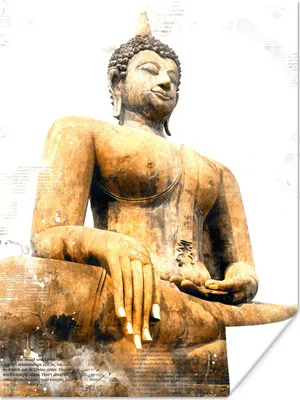 Produktbild von MuchoWow® Poster Buddha - Statue - Gold 60x80 cm - Schlafzimmer Dekoration