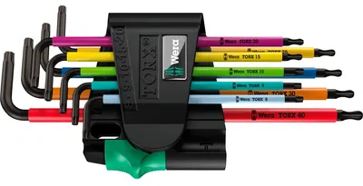 Image de Wera 967/9 TX BO Multicolour 1 Jeu de clés mâles coudées, BlackLaser