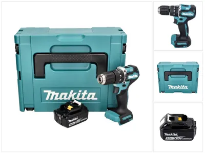 Zdjęcie produktu dla Makita DHP 487 T1J akumulatorowa wiertarko-wkrętarka udarowa 18 V 40 Nm bezszczotkowa + 1x akumulator 5,0 Ah + Makpac - bez ładowarki