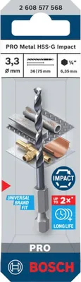 Produktbild von PRO Metal HSS-G Impact Spiralbohrer, 3,3 x 36 x 75 mm