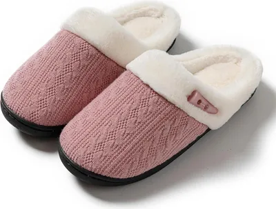 Produktbild von MODFU Hausschuhe, Flauschige Hausschuhe für Damen & Herren, Rutschfeste Baumwoll-Pantoffeln, Dicke Sohle, Warme Winter Indoor Slipper, Bequeme Kuschelschuhe für Zuhause, Rosa 36-37