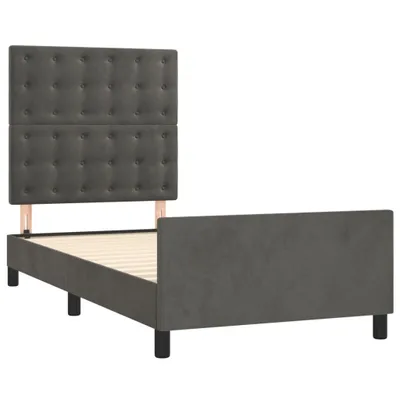 Produktbild von vidaXL Bettgestell ohne Matratze Dunkelgrau 90x200 cm Samt