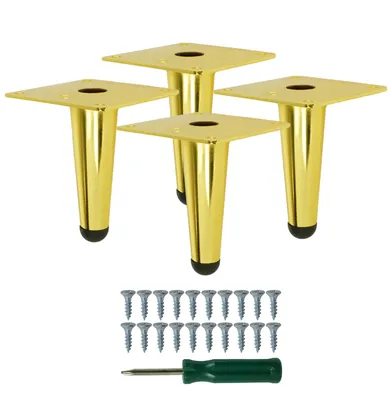 Produktbild von Metallfuß aus Stahl 10 cm gerade Sofafuß Schrankfuße Gold 4 Stück