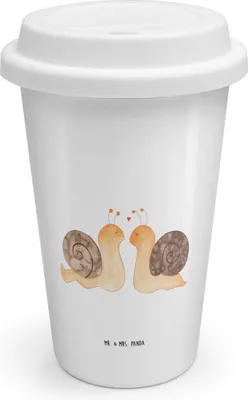 Produktbild von Mr. & Mrs. Panda ToGo Kaffeebecher Schnecken Liebe - Weiß - Geschenk, Thermobecher To Go, Große, Verliebt, glücklich, Coffee Becher, Thermokaffeebecher, Liebesgeschenk