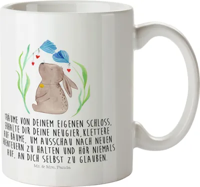 Produktbild von Mr. & Mrs. Panda Plastikbecher Hase Blume - Weiß - Geschenk, Haferl, Schwangerschaft, Geburt, Pott, Kaninchen, Ostern, Geburtstag, Trinklernbecher, Schulkind Tasse