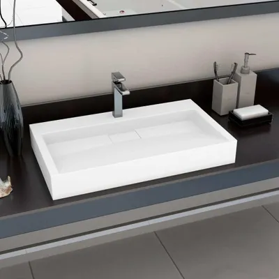 Produktbild von vidaXL Waschbecken 80 x 46 x 11 cm Mineralguss/Marmorguss Weiß