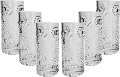 Produktbild von Goldberg Longdrink glas 6er Gläser Set - von Goldberg Glas 0,3l Becher Longdrink Cocktail Relief Kontur Gläser High Ball