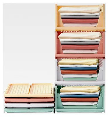 Produktbild von 4er Set Kleiderschrank Organizer Schubladenboxen stapelbar für Kleidung, Küche, Schlafzimmer