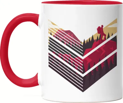 Produktbild von Hiking Tasse Rot Berge Wandern Bergschuhe Wanderroute Bergsteigen Sportler Sport Berg Montain Hügel Gipfel