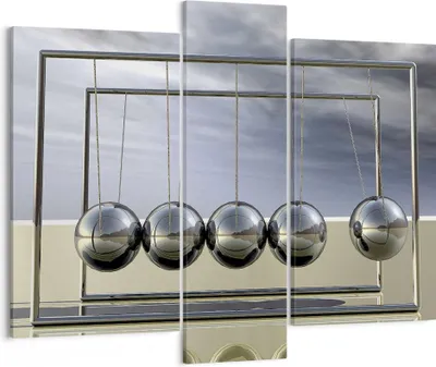 Produktbild von Bild auf Leinwand - Leinwandbild - Chrom Kugeln Wissenschaft - 95x80cm - Wand Bild - Wanddeko - Leinwanddruck - Bilder - Kunstdruck - Wanddekoration - Leinwand bilder - Wandkunst - CB95x80-0252