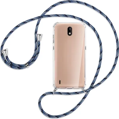 Produktbild von Handykette Backcover-Schutzhülle mit Band (Metall silberfarben) für Nokia 1.3 - Blautöne