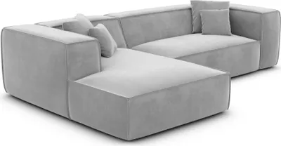 Produktbild von Samtstoff L-Form Sofa Arelia Hellgrau Links