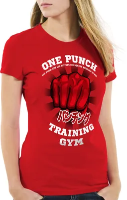 Produktbild von style3 One Punch Gym Damen T-Shirt saitama anime manga, Farbe:Rot, Größe:XS