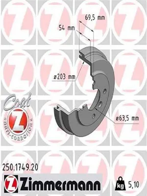 Produktbild von 2x ZIMMERMANN Bremstrommel 250.1749.20 für FORD Fiesta Mk7 Schrägheck 5 1kg