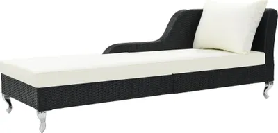 Produktbild von Sonnenliege mit Auflage Poly Rattan Schwarz