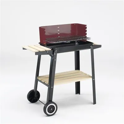 Produktbild von Landmann Grill 48,3 x 29 cm, 0566 Grillwagen, mit Ablage, fahrbar, höhenverstellbar, emailliert