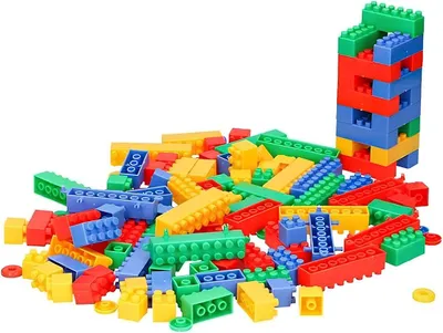 Productafbeelding van Laat ons spelen, bouwstenen set voor kinderen, 138 onderdelen, set met 4 bouwdozen, meerkleurig