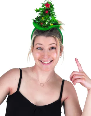 Produktbild von Tannenbaum-Hut lustiges Weihnachts-Accessoire grün-bunt - Einheitsgröße