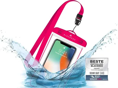Produktbild von BLACKROX wasserdichte Handyhülle für iPhone 11, 12, 13, X/XS, 8, 7, 6s, Samsung S10, S9, S8, S7 - Wasserfester Schutz, Beachbag, Pink
