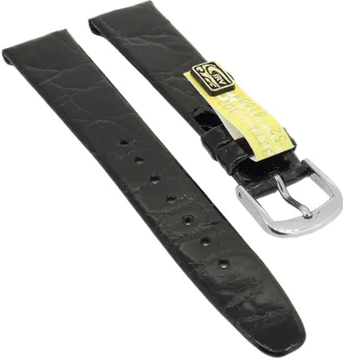 Produktbild von EULIT KROKO CLIP Uhrenarmband | echt Krokodilleder | schwarz 35316, Stegbreite:16mm, Schließe:Silbern