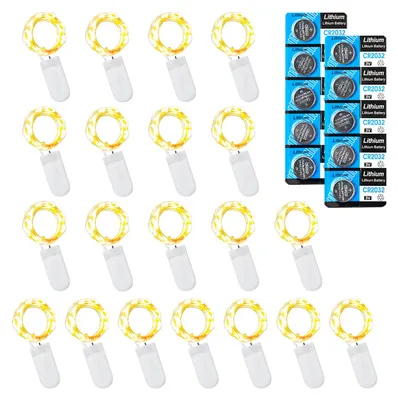 LED-Feenlichter warmweiß, 20er-Pack, 1 m, 10 LEDs, Batteriebetrieb