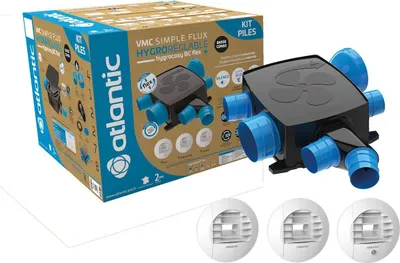 Image de Kit piles Hygrocosy BC FLEX + VMC hygro basse conso plat 6 sanitaires (3 bouches) - ATLANTIC - 412278