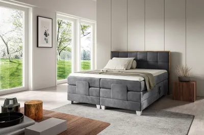 Produktbild von Boxspringbett Elektrisch Bett HENRY 180x200cm in Stoff Fresh Grau