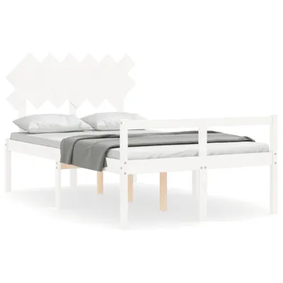 Produktbild von vidaXL Seniorenbett mit Kopfteil Weiß Massivholz