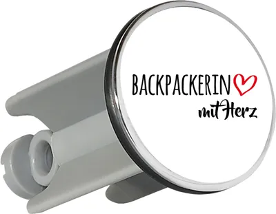 Produktbild von Huuraa Waschbeckenstöpsel Backpackerin mit Herz 4cm höhenverstellbar Abflussstopfen Geschenkidee