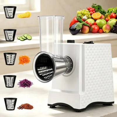 Elektrische Gemüseschneidemaschine 250W, 5-in-1 Edelstahl