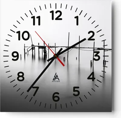Produktbild von Wanduhr - Quadrat - Glasuhr - Meer Brücke Wasser - 30x30cm - Schleichendes Uhrwerk - Lautlos - zum Aufhängen bereit - Dekoration Modern - Wanddekoration aus Glas - C4AC30x30-3727