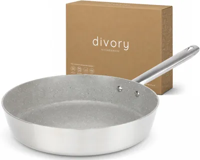 Produktbild von DIVORY Edelstahlpfanne 20 cm, Keramikbeschichtung – Ohne PTFE, Induktionsgeeignet, für alle Herdarten, bis 230 °C backofengeeignet, spülmaschinenfest
